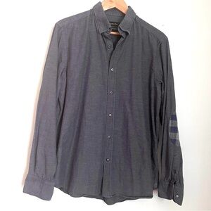 MASSIMO DUTTI Men’s Long Sleeve Casual Light Flannel Size L w/Plaid Elbow Patch
